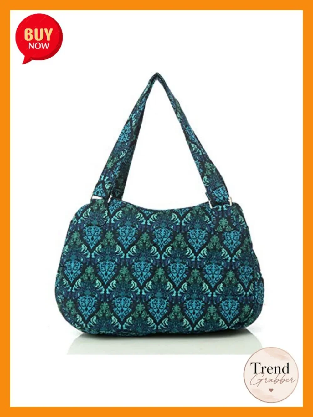 Quilted Floral Tote Bag Multi-Pocket Shoulder Bag Roomy Interior Travel Shopping